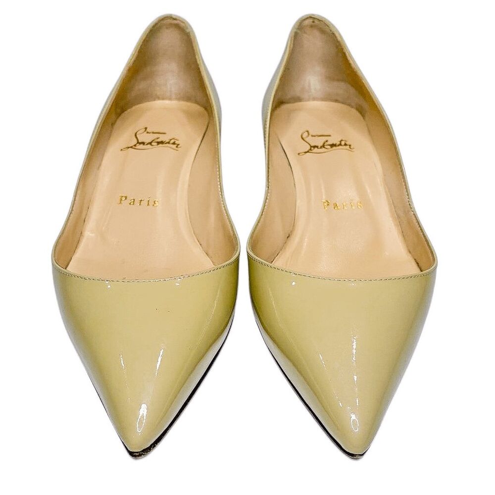 Christian Louboutin Rocket 45 Patent Leather Pumps Columbe EU 37 Nude Beige Heel - Picture 5 of 10